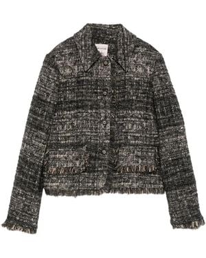 Semicouture Bouclé Frayed Jacket - Black