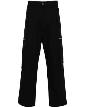 Represent Herringbone Straight-Leg Trousers - Black