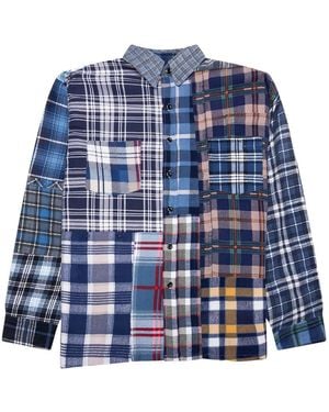 Needles Patchwork Flannel Shirt - Blue