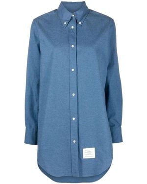 Thom Browne Hemdkleid Mit Logo-Patch - Blau