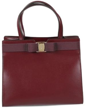 Ferragamo Vara Bow Leather Tote Bag - Red