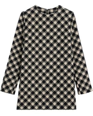 Ami Paris Check-Pattern Mini-Dress - Black