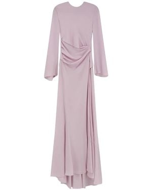 McQueen Long Dress With Drape - Pink