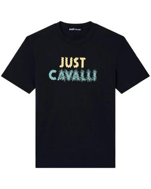 Just Cavalli Logo-Print Cotton T-Shirt - Blue