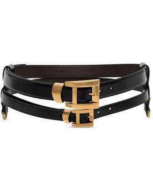 Versace Double-Strap Leather Belt - Black