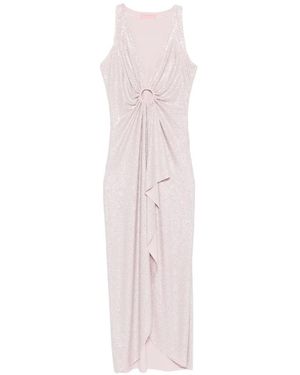 Twentyfourhaitch Ring-Detail Draped Maxi Dress - Pink