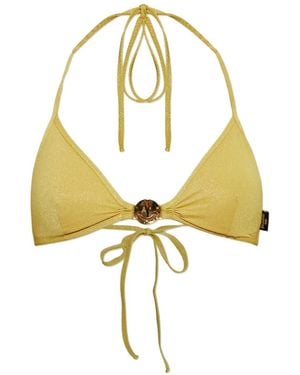 Moschino Smiley Lurex Jersey Triangle Bikini Top - Metallic