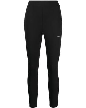 TEAM WANG design Logo-Print Paneled Leggings - Black