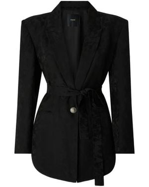Pinko Castelnovo Jacquard Belted Jacket - Negro