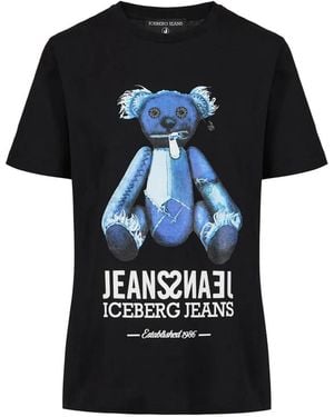 Iceberg Bear-Print T-Shirt - Black