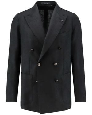 Tagliatore Herringbone Double-Breasted Jacket - Black