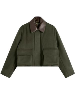 AURALEE Leather-Collar Jacket - Black