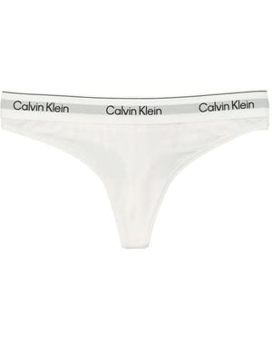 Calvin Klein Logo-Waistband Thong - White