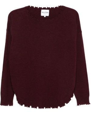 Kujten Jersey de cachemira con dobladillo deshilachado - Morado