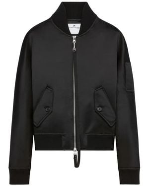 Courreges Satin Bomber Jacket - Black