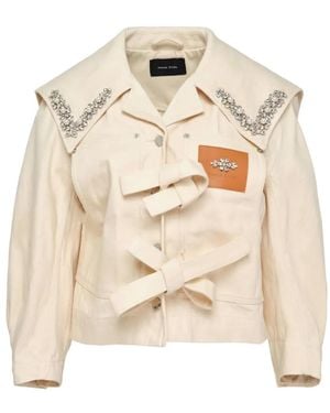 Simone Rocha Crystal-Embellished Bow-Detail Jacket - Natural