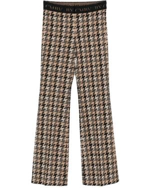 Cambio Houndstooth-Pattern Flared Trousers - Grey