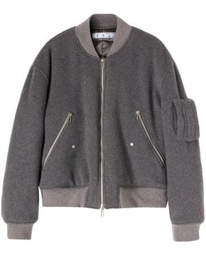 Off-White c/o Virgil Abloh Embroidered-Slogan Bomber Jacket - Gray