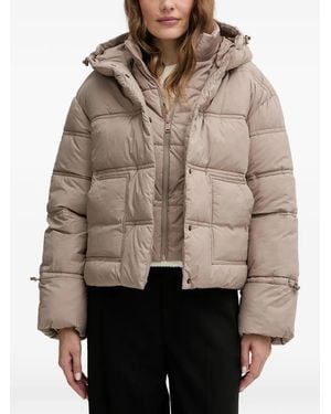 Guess Hooded Quilted Jacket - Brown