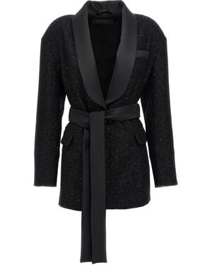 Max Mara Sequin-Embellished Shawl-Collar Blazer - Black
