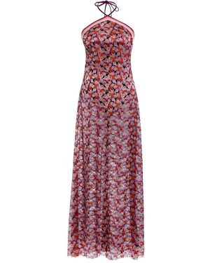 Agua Bendita Sari Halterneck Maxi Dress - Purple