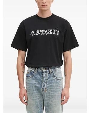 Aries Outline-Print T-Shirt - Black