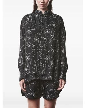 Thom Krom Marble-Print Shirt - Black