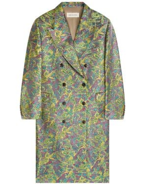 Dries Van Noten Double-Breasted Floral Coat - Green