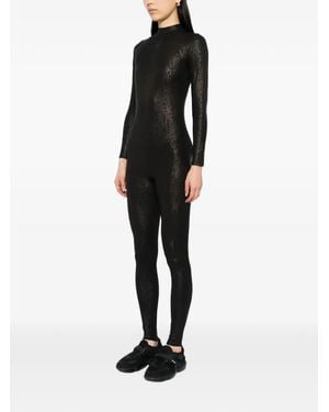 Tessitura Snake-Skin Textured Jumpsuit - Black