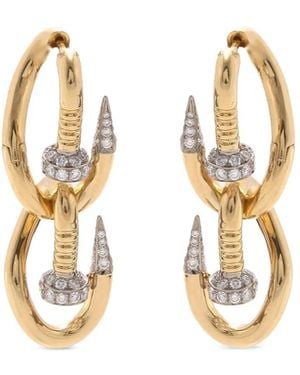 David Webb Double Bent Nail Diamond Earrings - Metallic
