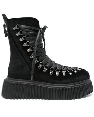 Agl Attilio Giusti Leombruni Dromo Velvet Combat Boots - Black