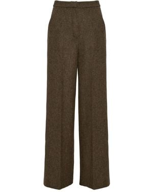 Yves Salomon Flannel Tailored Pants - Brown