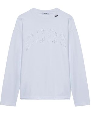 Gcds Laser Cut-Logo Long-Sleeved T-Shirt - White