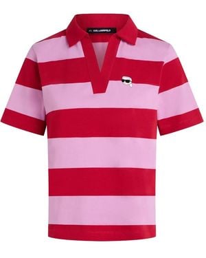Karl Lagerfeld Gestreiftes Poloshirt - Rot