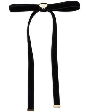 Prada Logo Velvet Hair Clip - Black