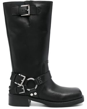 MICHAEL Michael Kors Square-Toe Tall Leather Boots - Black