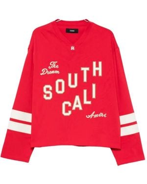 Amiri Graphic-Print V-Neck Jumper - Red
