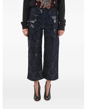 DIESEL Lace-Overlay Sequin-Embellished Jeans - Black