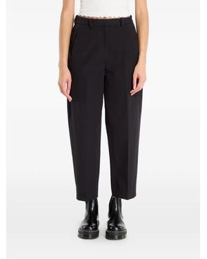 Tommy Hilfiger Barrel Leg Gabardine Pleated Cotton Pants - Black