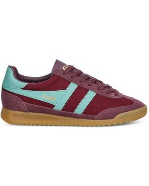 Gola Contrast-Panel Lace-Up Trainers - Red