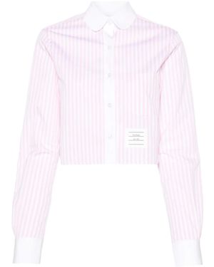 Thom Browne Camicia Crop A Righe - Bianco