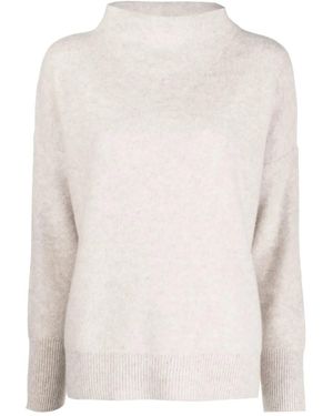 Vince Gerippter Pullover Mit Stehkragen - Weiß