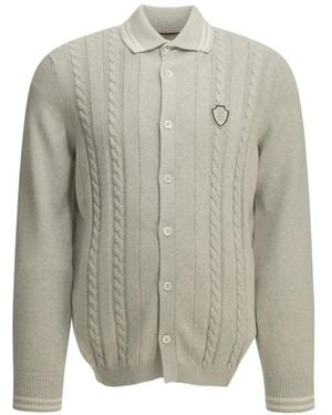 Brunello Cucinelli Cotton Cable-Knit Shirt With Logo - Grey