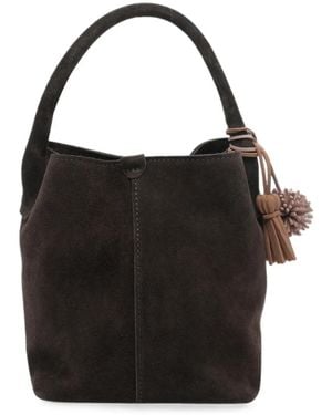 Date Paniere Beuteltasche Aus Wildleder Mit Quaste - Schwarz