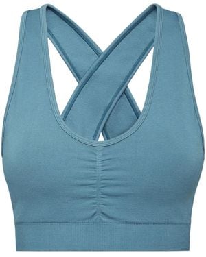 Philipp Plein Seamless Wide-Straps Sports Bra - Blue