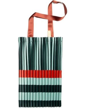 MULTITUDES BAGS Smeralda Pleated Striped Tote Bag - White