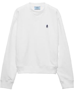 Prada Crew-Neck Cotton Sweatshirt - White