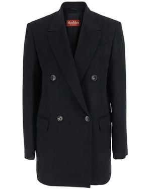 Max Mara Double-Breasted Peaked-Lapel Jacket - Blue