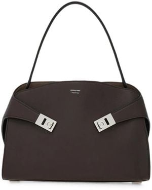 Ferragamo Hug Soft Bicolour Shoulder Bag - Black