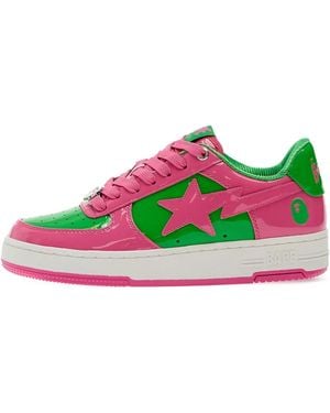 A Bathing Ape Star-Patch Patent Leather Trainers - Pink